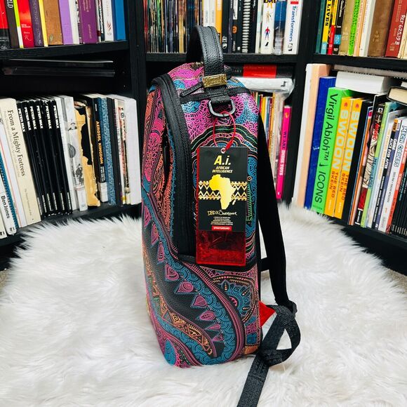 SPRAYGROUND AFRICAN INTELLIGENCE HIGHER REALM BACKPACK / BOOK BAG SANDFLOWER - Picture 3 of 10